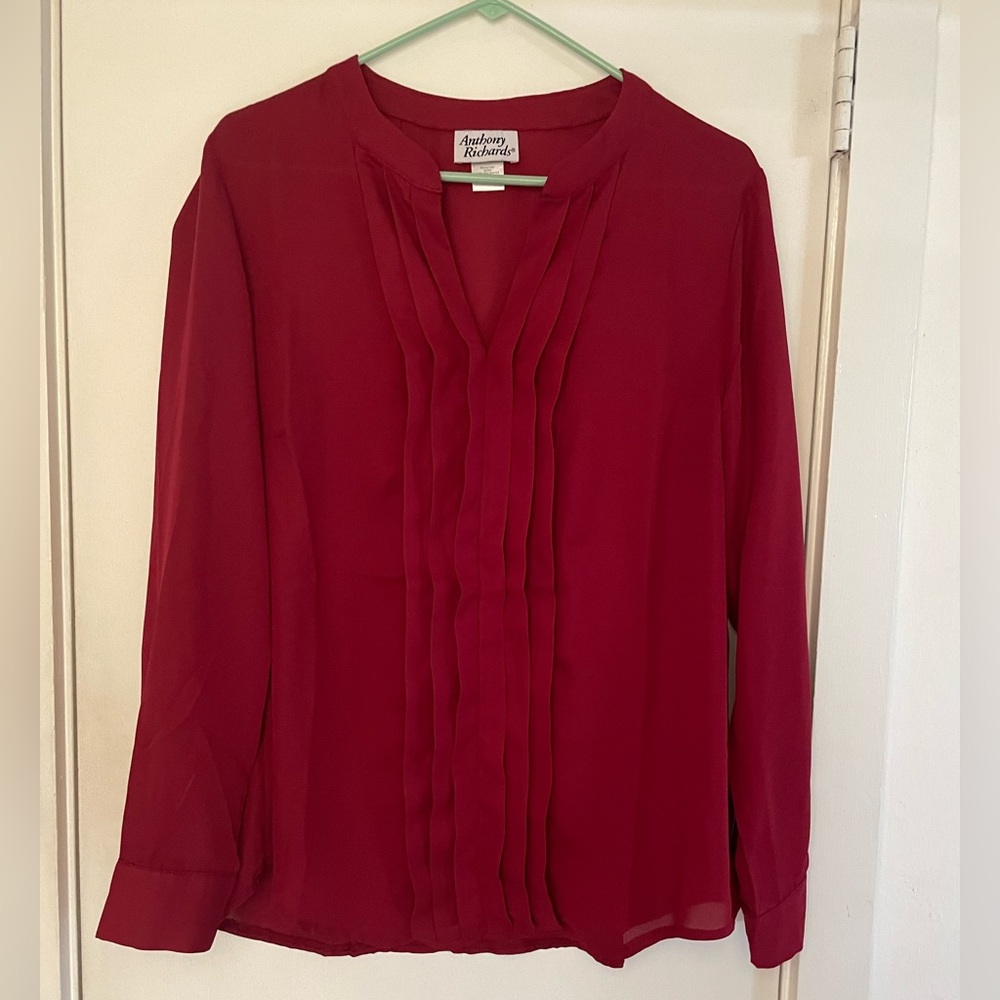 Dark red long sleeve blouse. Size 14.